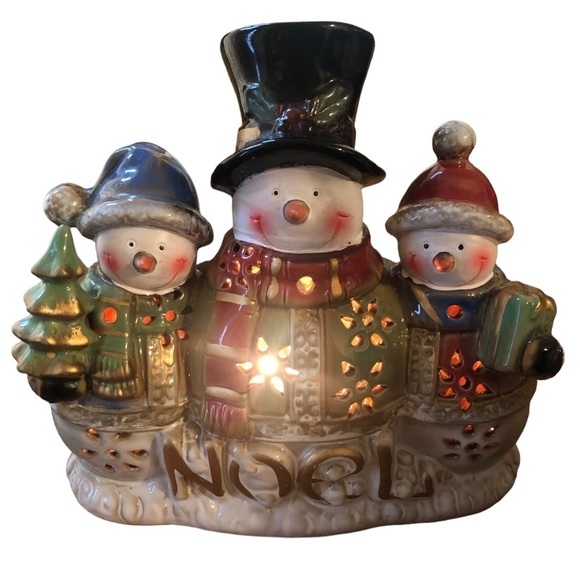 NOEL Light Up Snowman Christmas Decor Lights Winter Snowy Sparkle Table Top - Picture 4 of 5